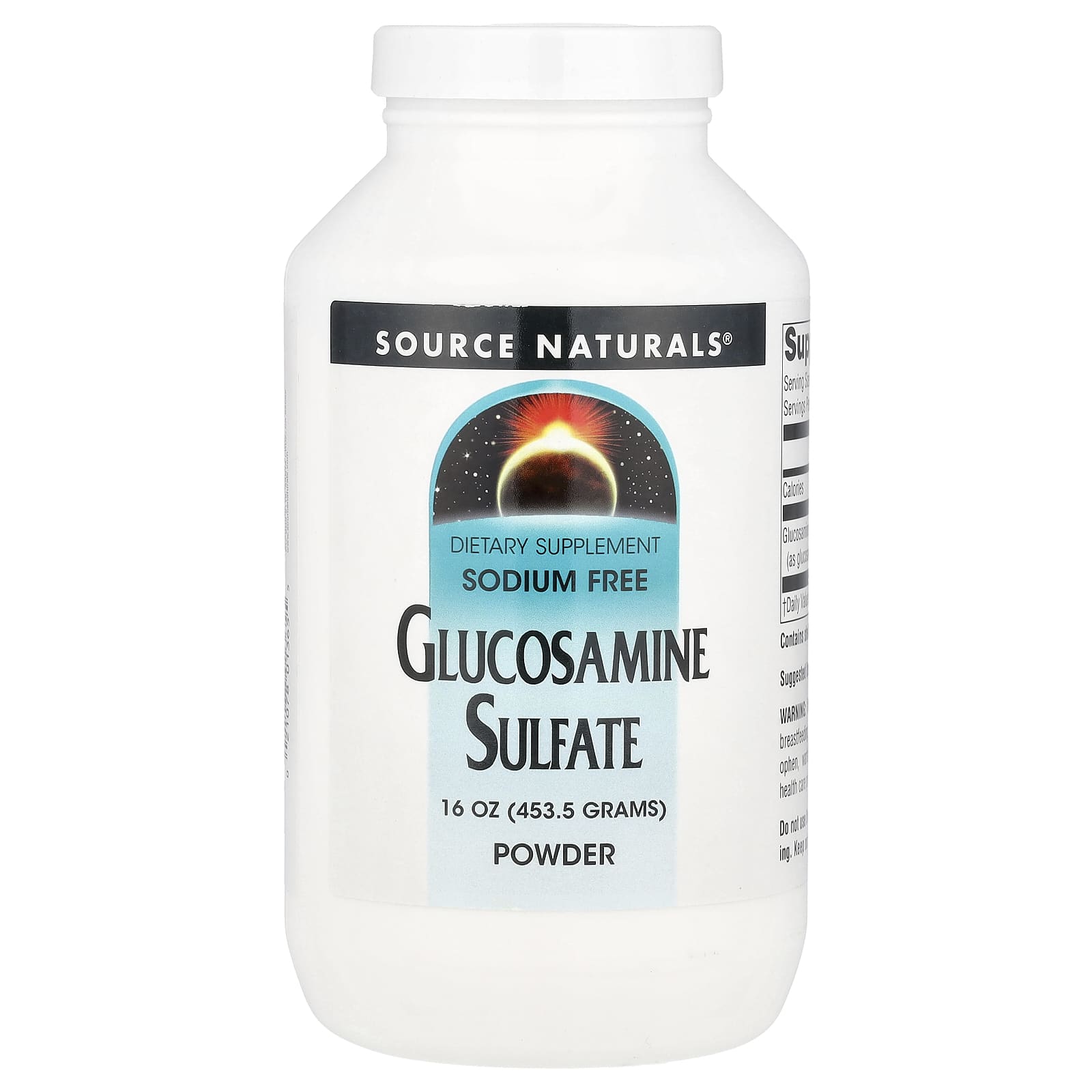 Source Naturals, Glucosamine Sulfate Powder, Sodium Free, 16 oz (453.5 g) - Image 1