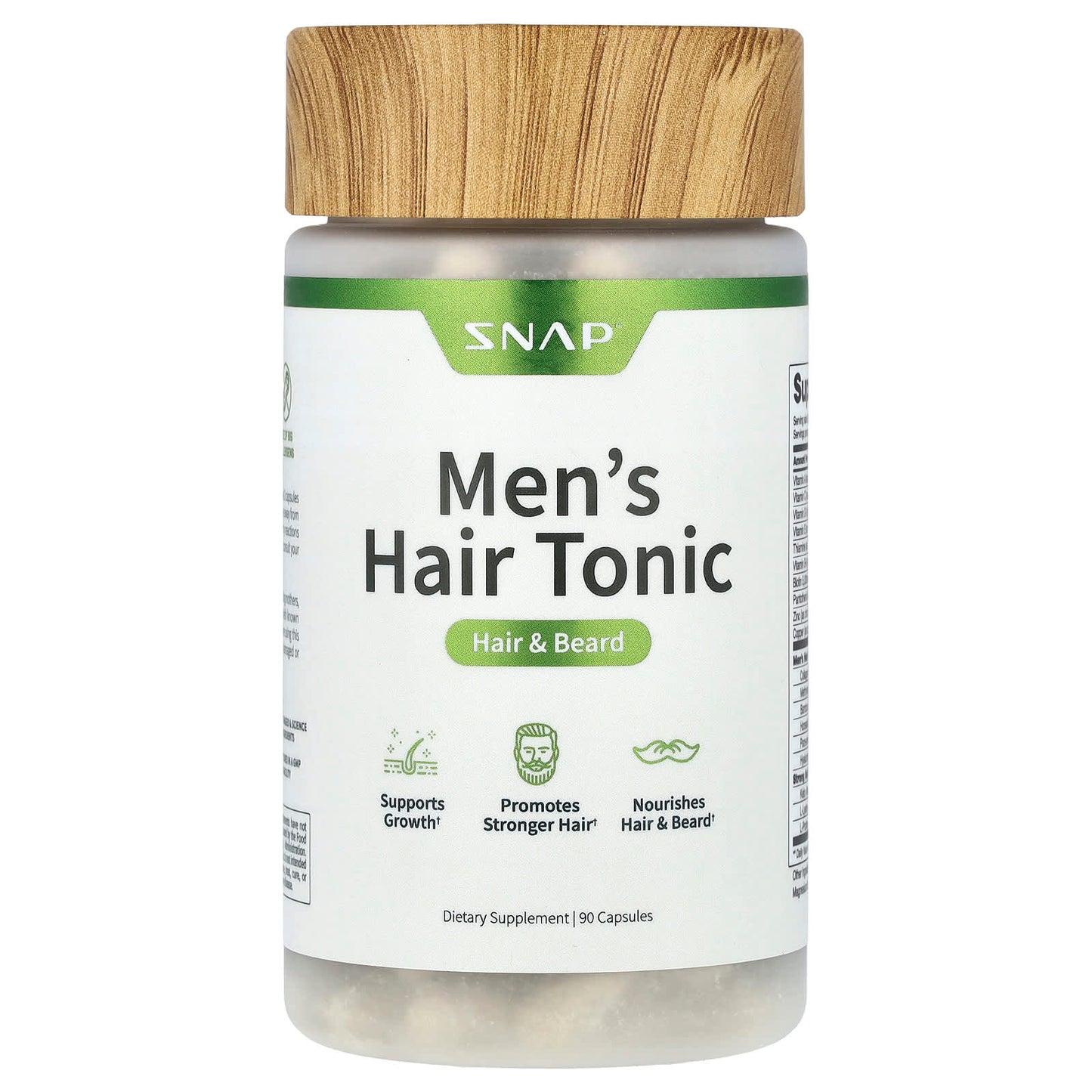 Snap Supplements, Men's Hair Tonic, Hair & Beard, 90 Capsules - Image 1
