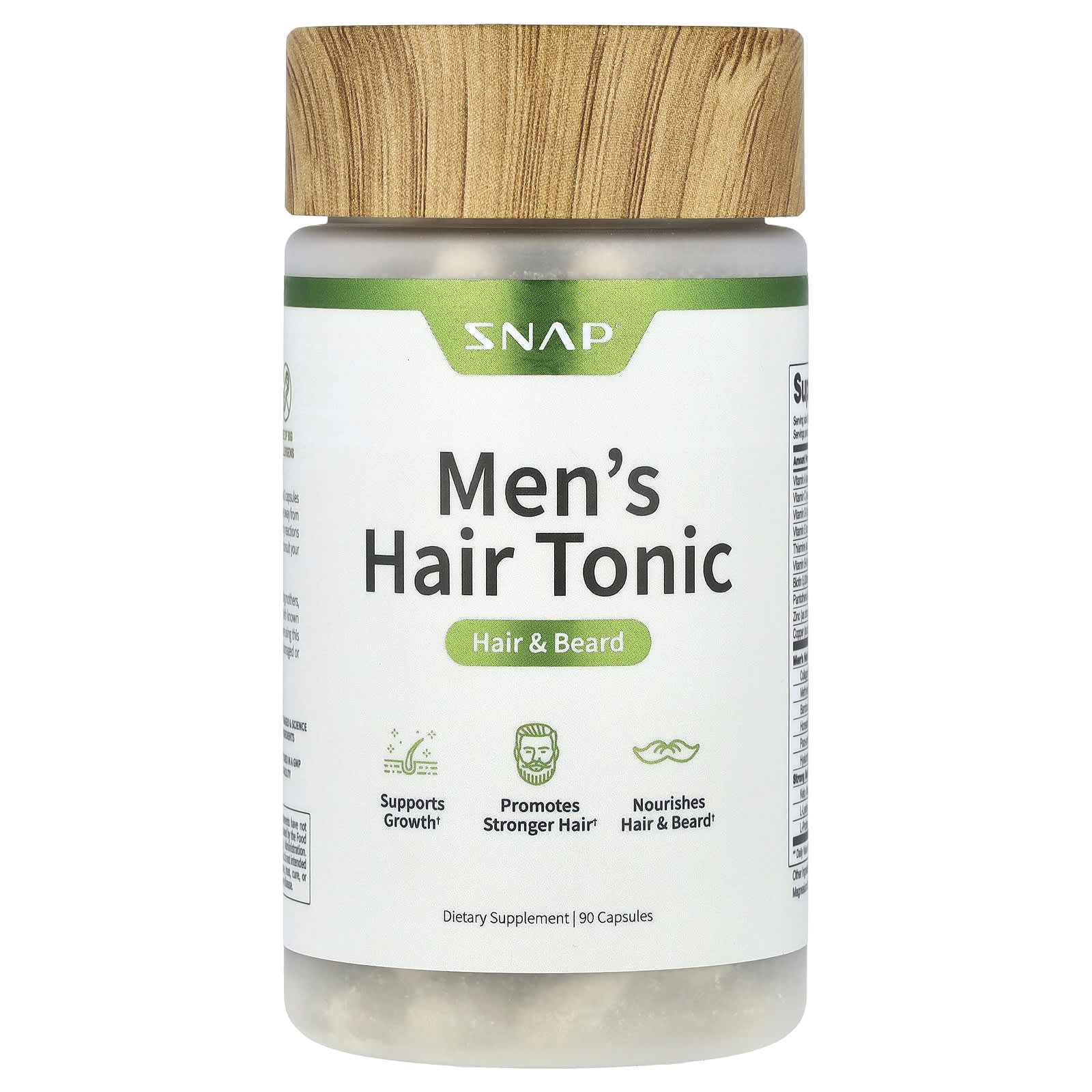 Snap Supplements, Men's Hair Tonic, Hair & Beard, 90 Capsules - Image 1