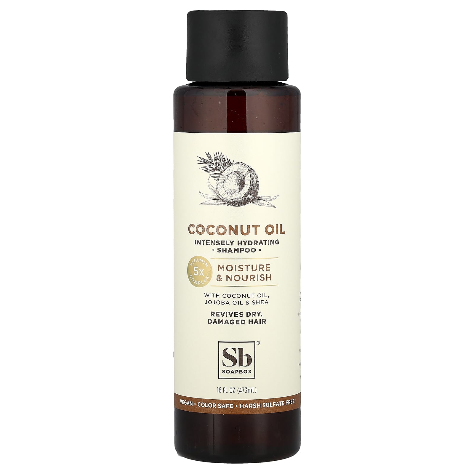 Soapbox, Coconut Oil Shampoo, Moisture & Nourish, Dry, Damaged Hair, 16 fl oz (473 ml) - Image 1