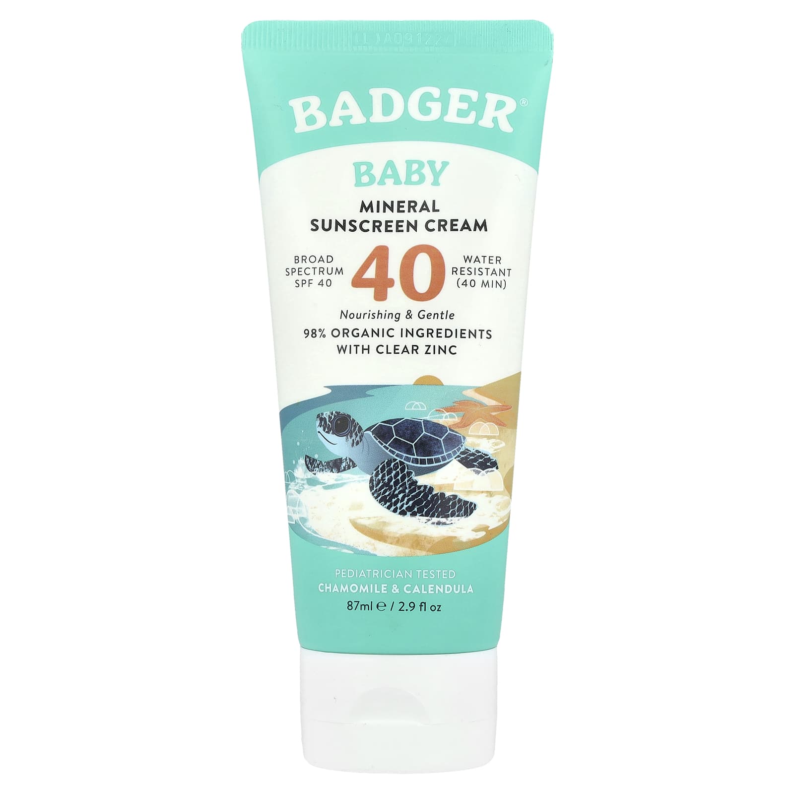 Badger Baby Mineral Sunscreen Cream, SPF 40, Organic & Reef Friendly - Image 1