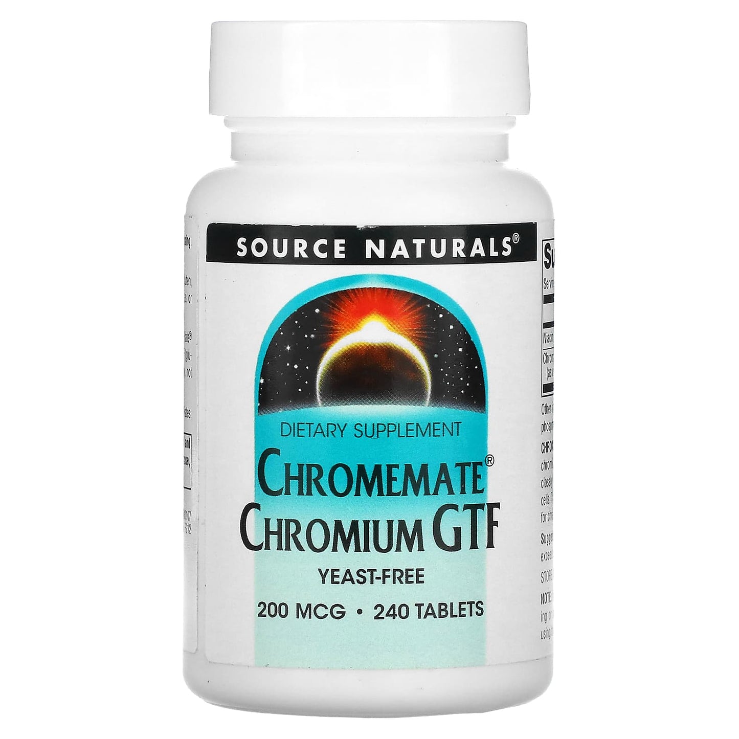 Source Naturals, Chromemate Chromium GTF, 200 mcg, 240 Tablets - Image 1