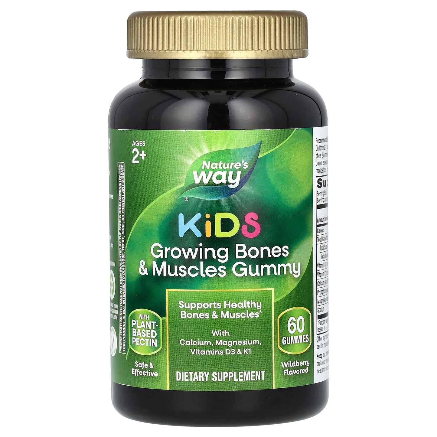 Nature's Way, Kids, Growing Bones & Muscles Gummy, Ages 2 +, Wildberry, 60 Gummies - Image 1