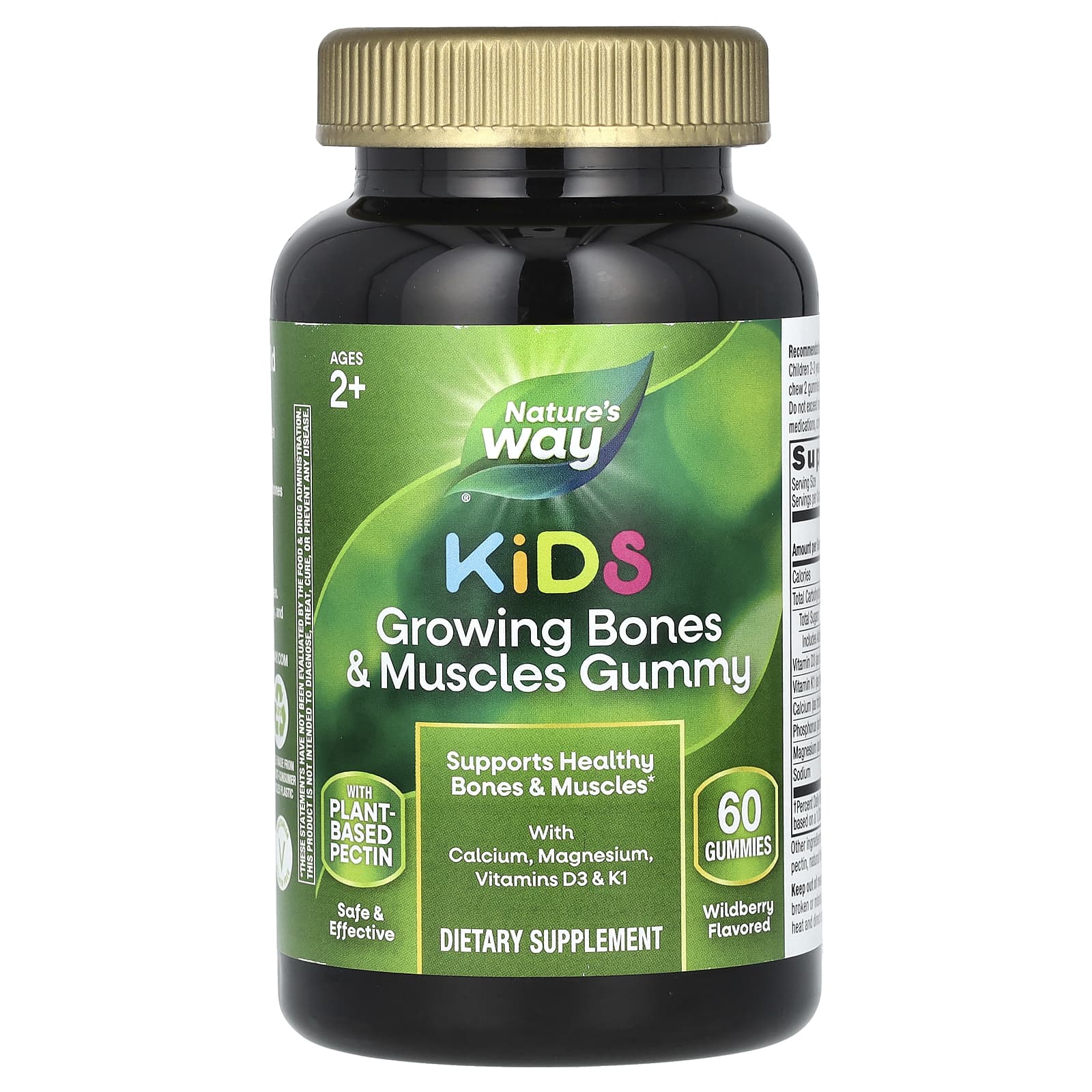 Nature's Way, Kids, Growing Bones & Muscles Gummy, Ages 2 +, Wildberry, 60 Gummies - Image 1