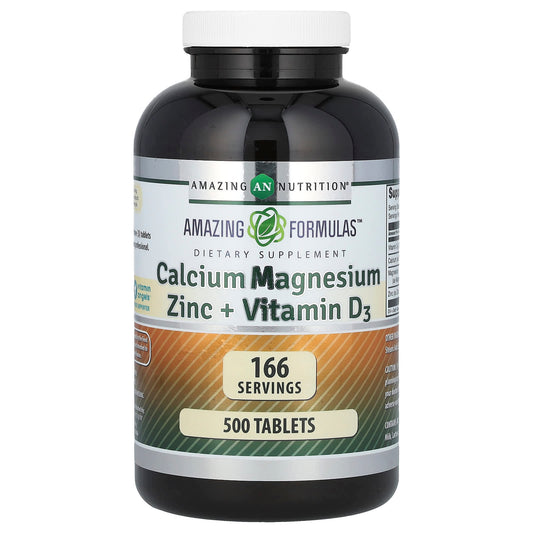 Calcium, Magnesium, Zinc & Vitamin D3 - 500 Tablets - Amazing Nutrition - Image 1