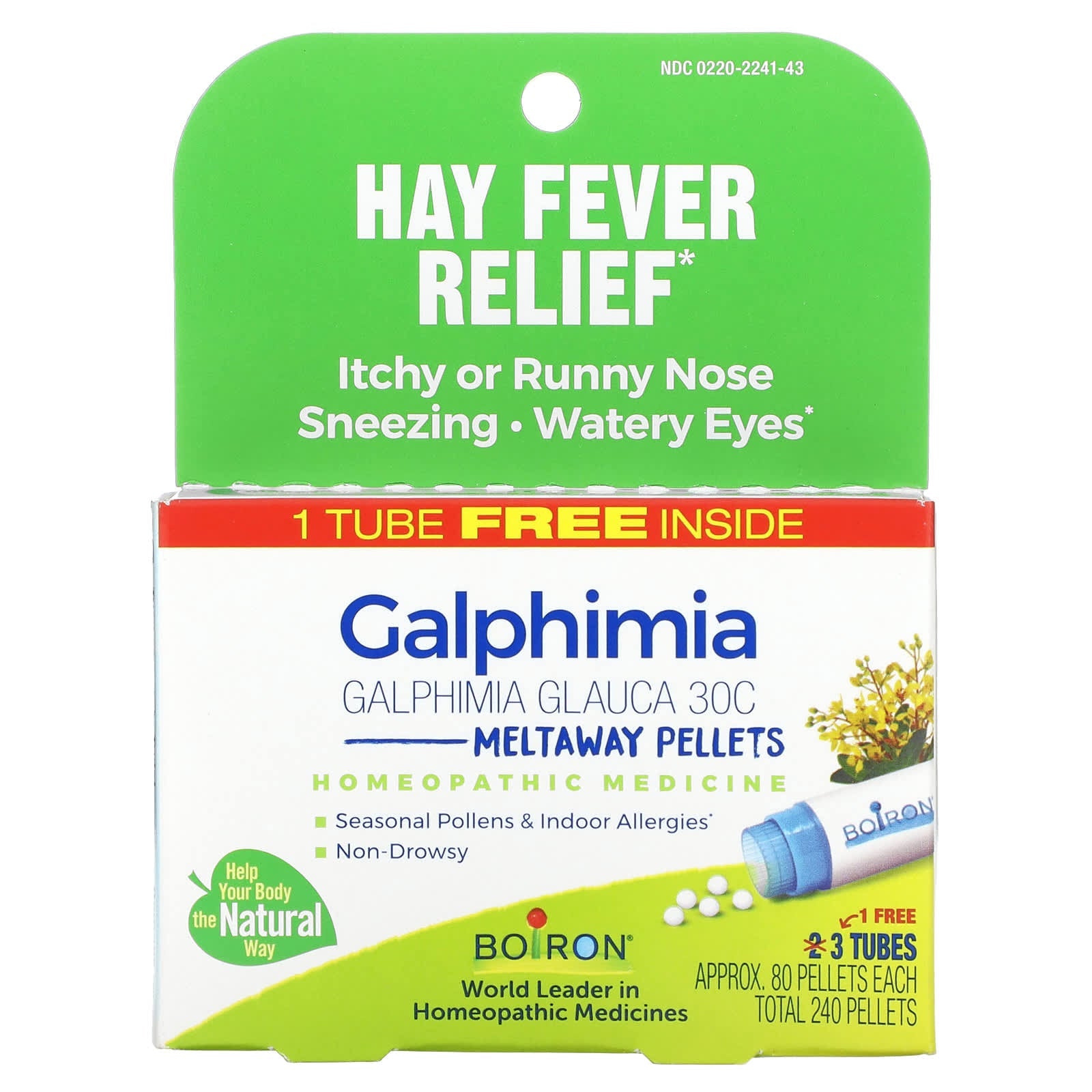 Boiron Galphimia Meltaway Pellets for Hay Fever Relief - 3 Tubes, 80 Pellets Each - Image 1