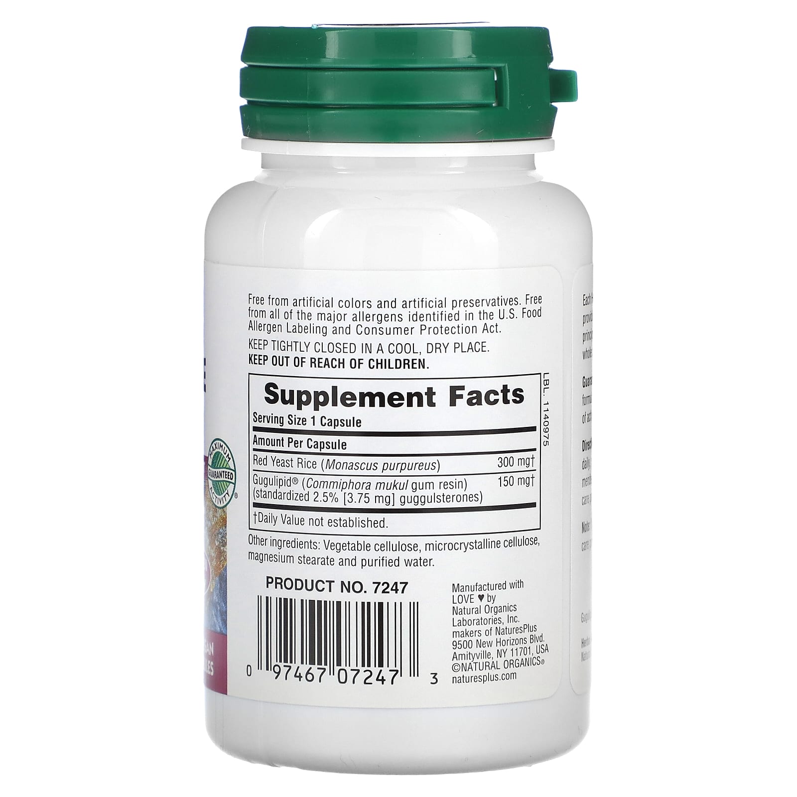 NaturesPlus, Herbal Actives, Red Yeast Rice Gugulipid, 450 mg, 60 Vegan Capsules - Image 2
