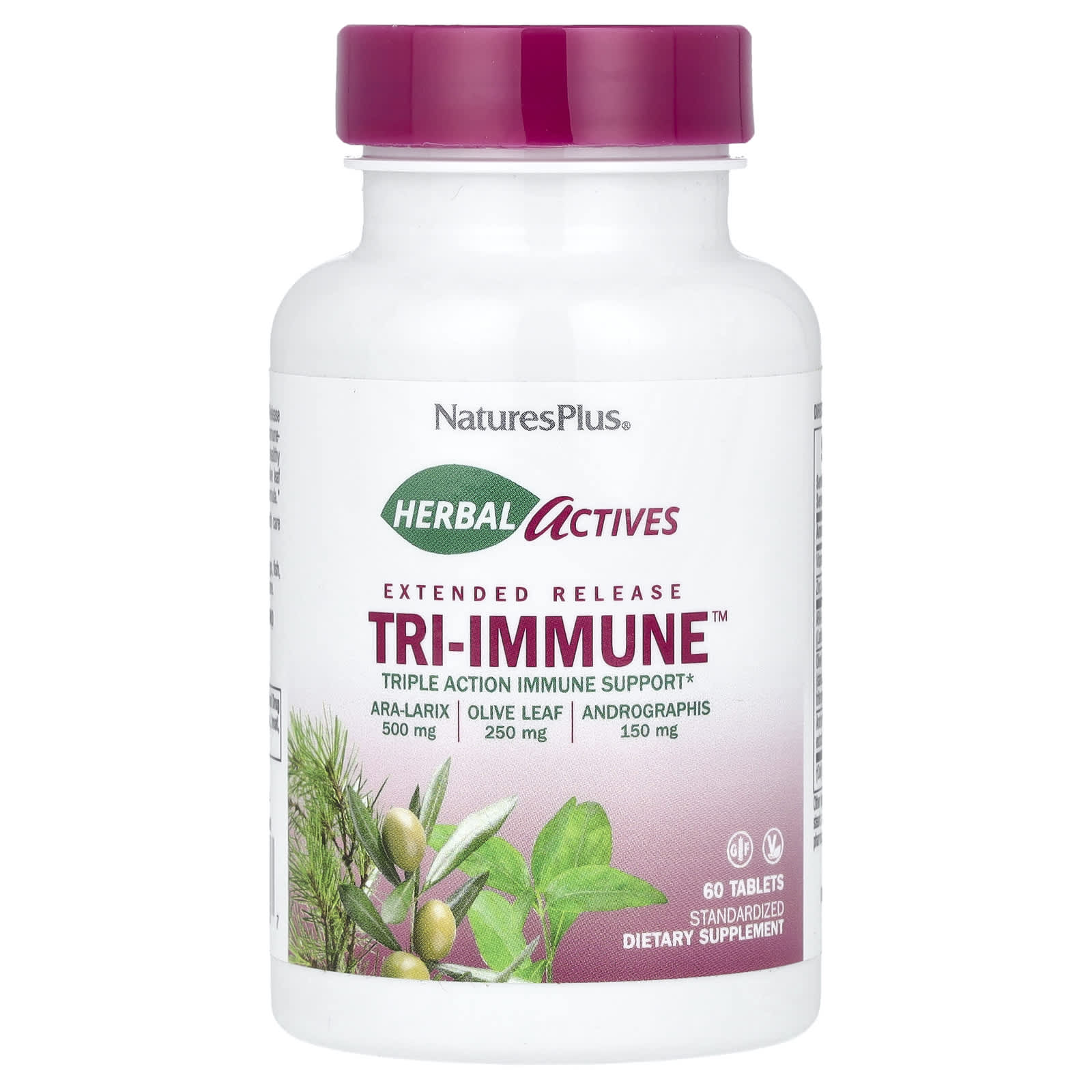 NaturesPlus, Herbal Actives, Extended Release Tri-Immune™, 60 Tablets - Image 1