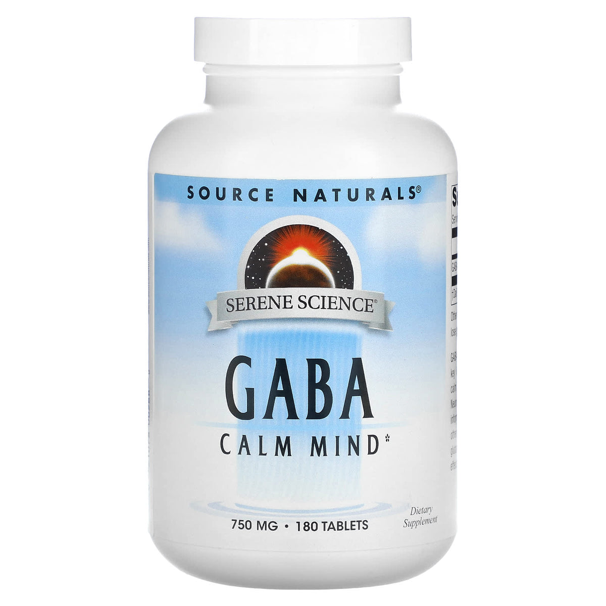 Source Naturals, Serene Science®, GABA, 750 mg, 180 Tablets - Image 1