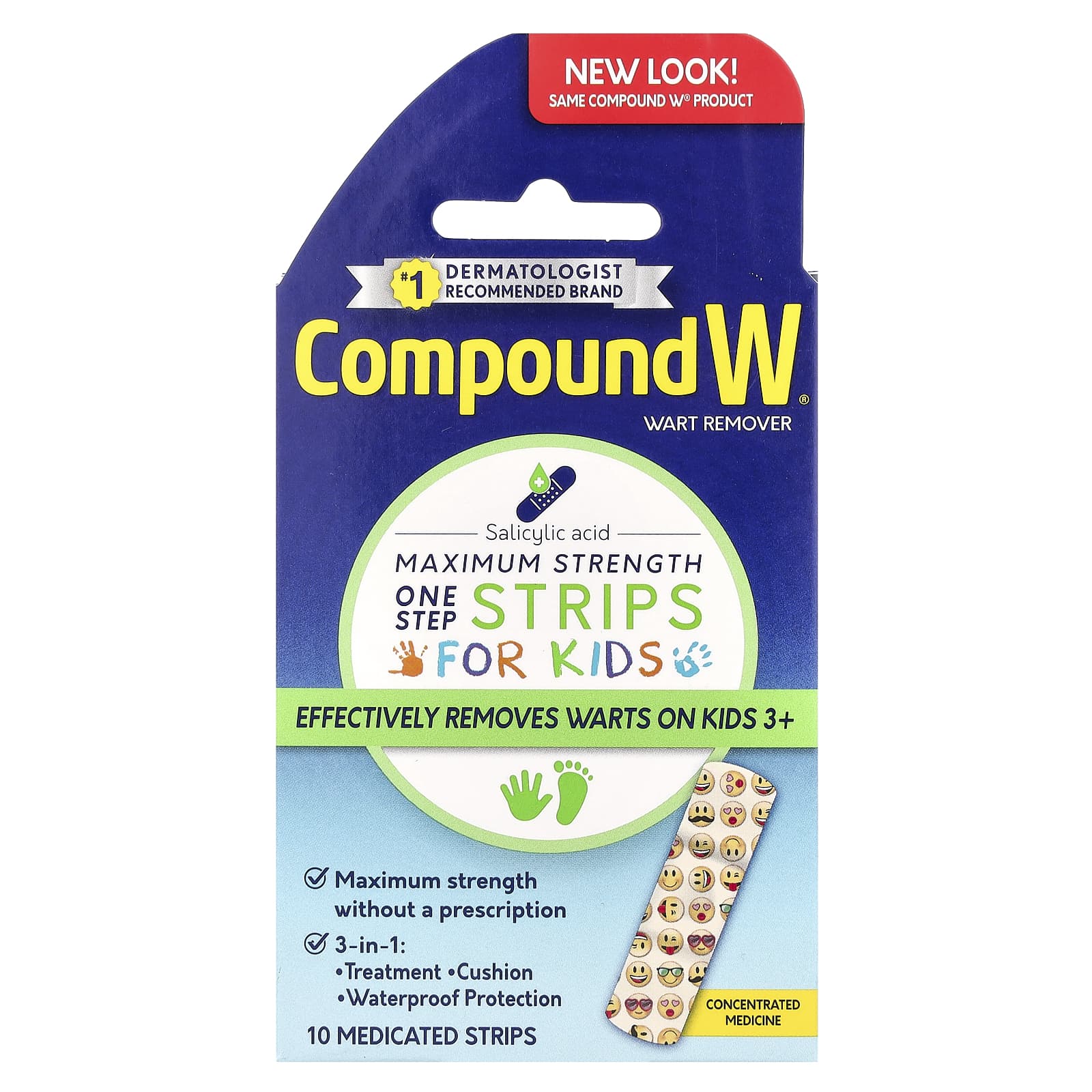 Compound W Wart Remover for Kids, Maximum Strength, 10 Medicated Strips - Image 1