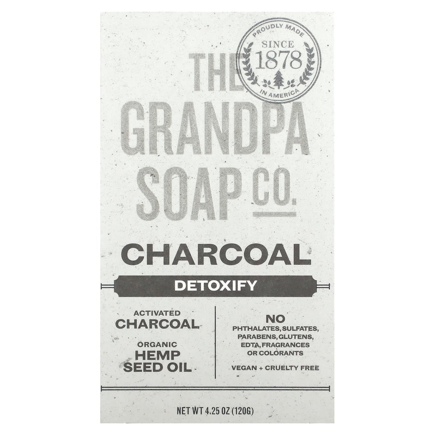 The Grandpa Soap Co., Face & Body Bar Soap,  Charcoal, 4.25 oz (120 g) - Image 1