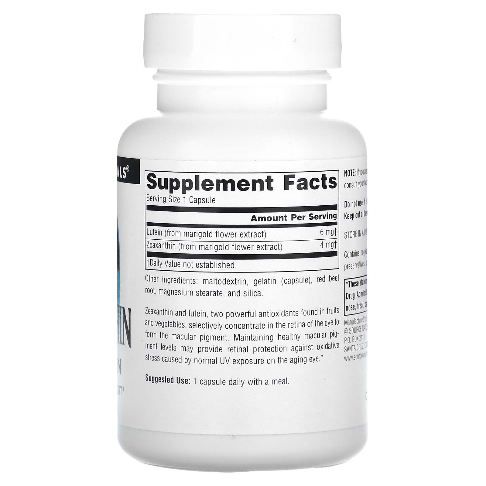 Source Naturals, Zeaxanthin With Lutein, 10 mg, 60 Capsules - Image 2