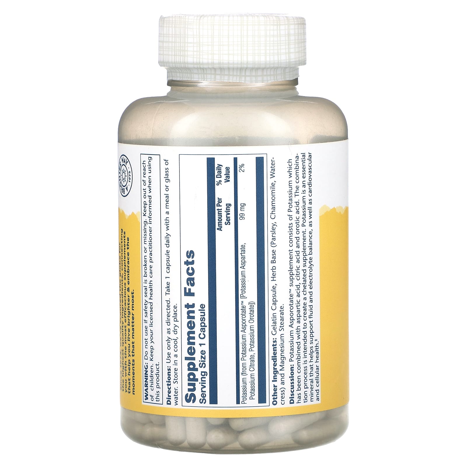 Solaray, Potassium Asporotate, 99 mg, 200 Capsules - Image 2