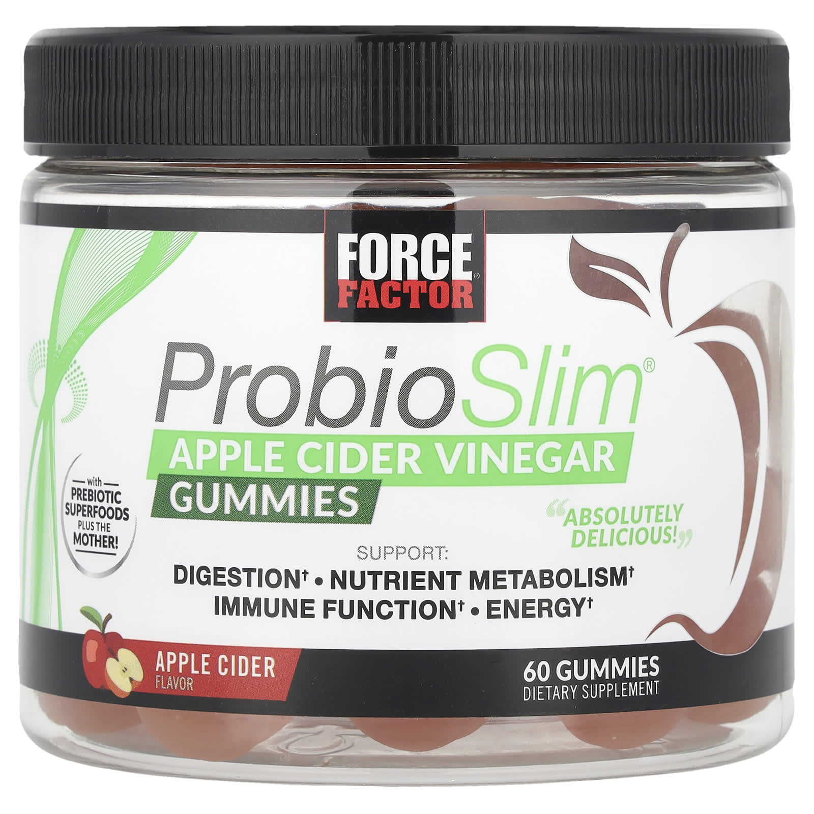Force Factor ProbioSlim Apple Cider Vinegar Gummies for Weight Loss - Image 1