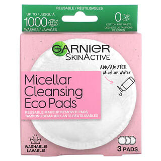 Garnier Micellar Cleansing Eco Pads, Reusable Makeup Remover