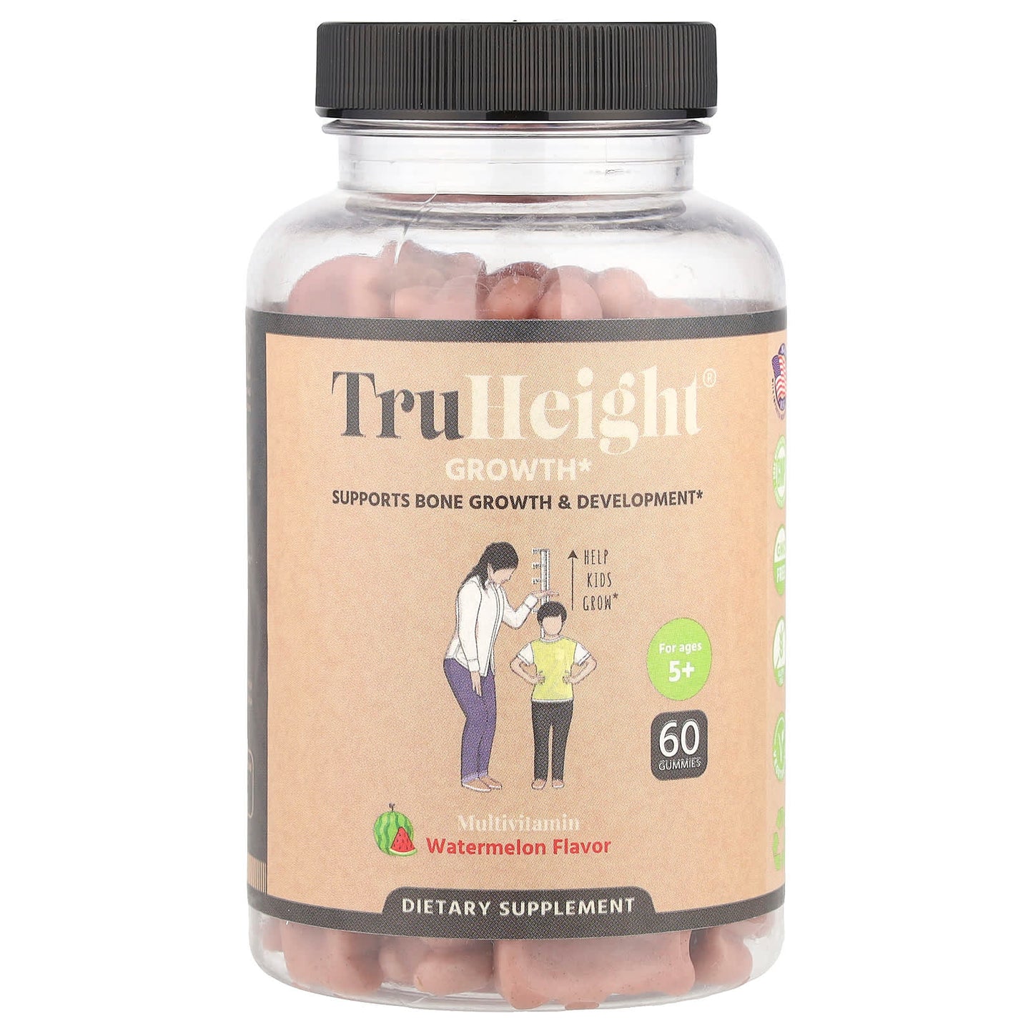 TruHeight, Growth Gummies, Multivitamin, For Ages 5+, Watermelon, 60 Gummies - Image 1