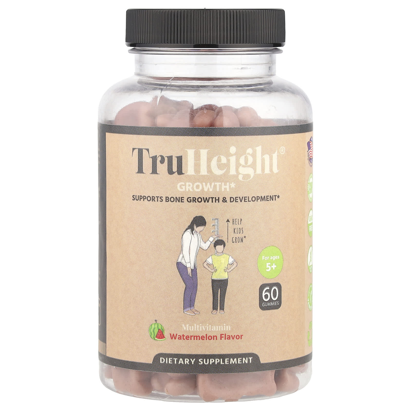 TruHeight, Growth Gummies, Multivitamin, For Ages 5+, Watermelon, 60 Gummies - Image 1