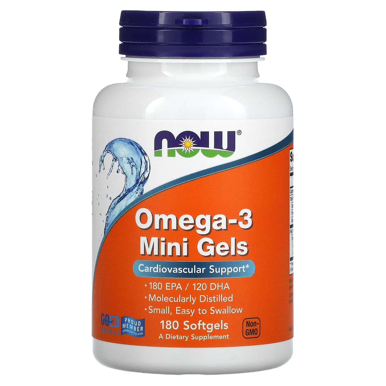 NOW Foods, Omega-3 Mini Gels, 180 Softgels - Image 1