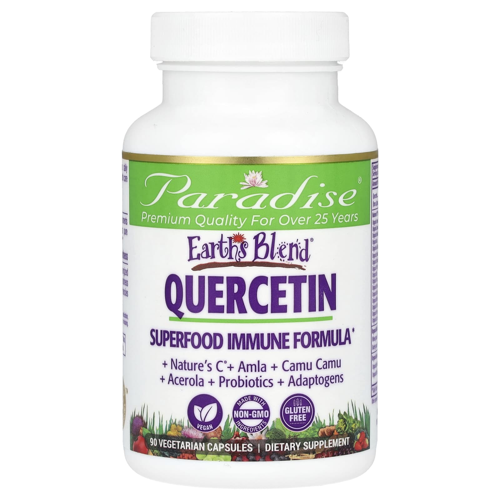 Paradise Herbs, Earth's Blend, Quercetin, 90 Vegetarian Capsules - Image 1