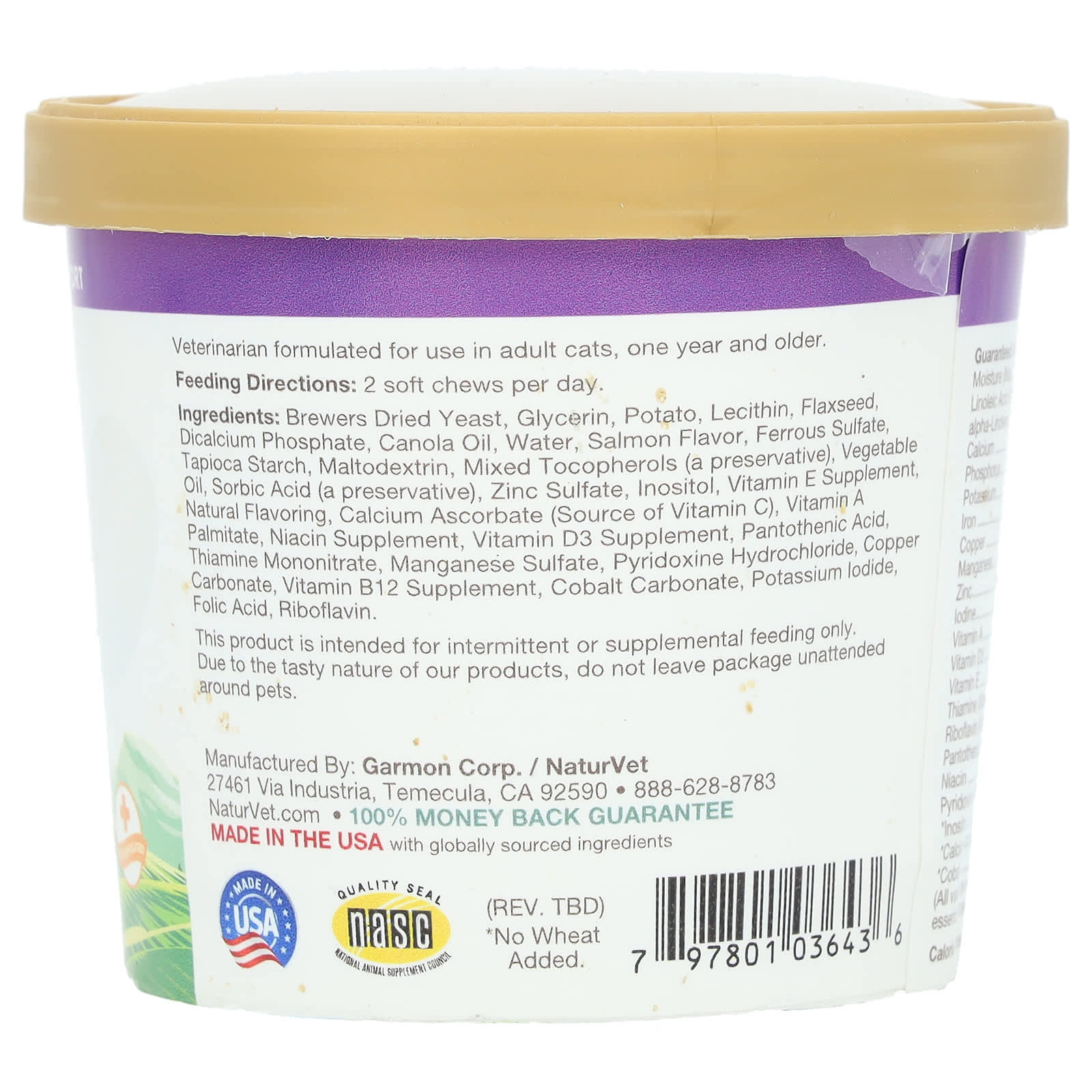 NaturVet, VitaPet Adult, Daily Vitamins + Omegas, For Cats, 60 Soft Chews, 3.1 oz (90 g) - Image 2