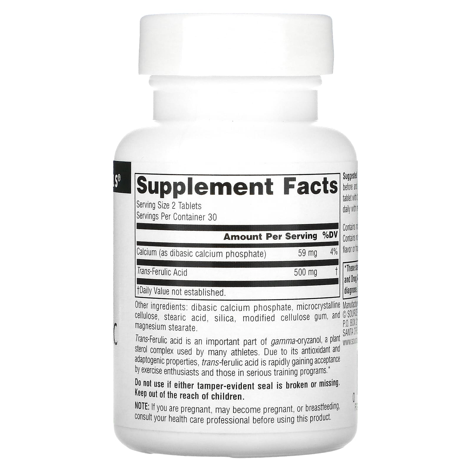 Source Naturals, Athletic Series, Trans-Ferulic Acid, 60 Tablets - Image 2