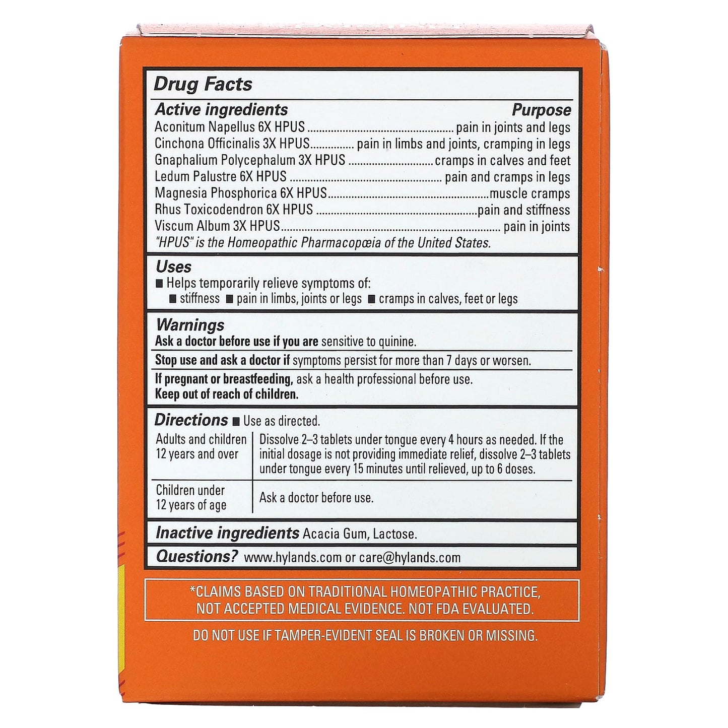 Fast Leg Cramp Relief | Hyland's Naturals 100 Tablets - Image 2