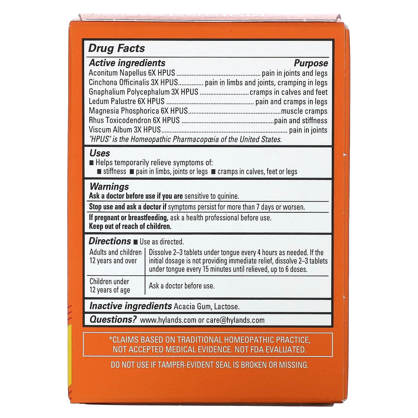 Fast Leg Cramp Relief | Hyland's Naturals 100 Tablets - Image 2