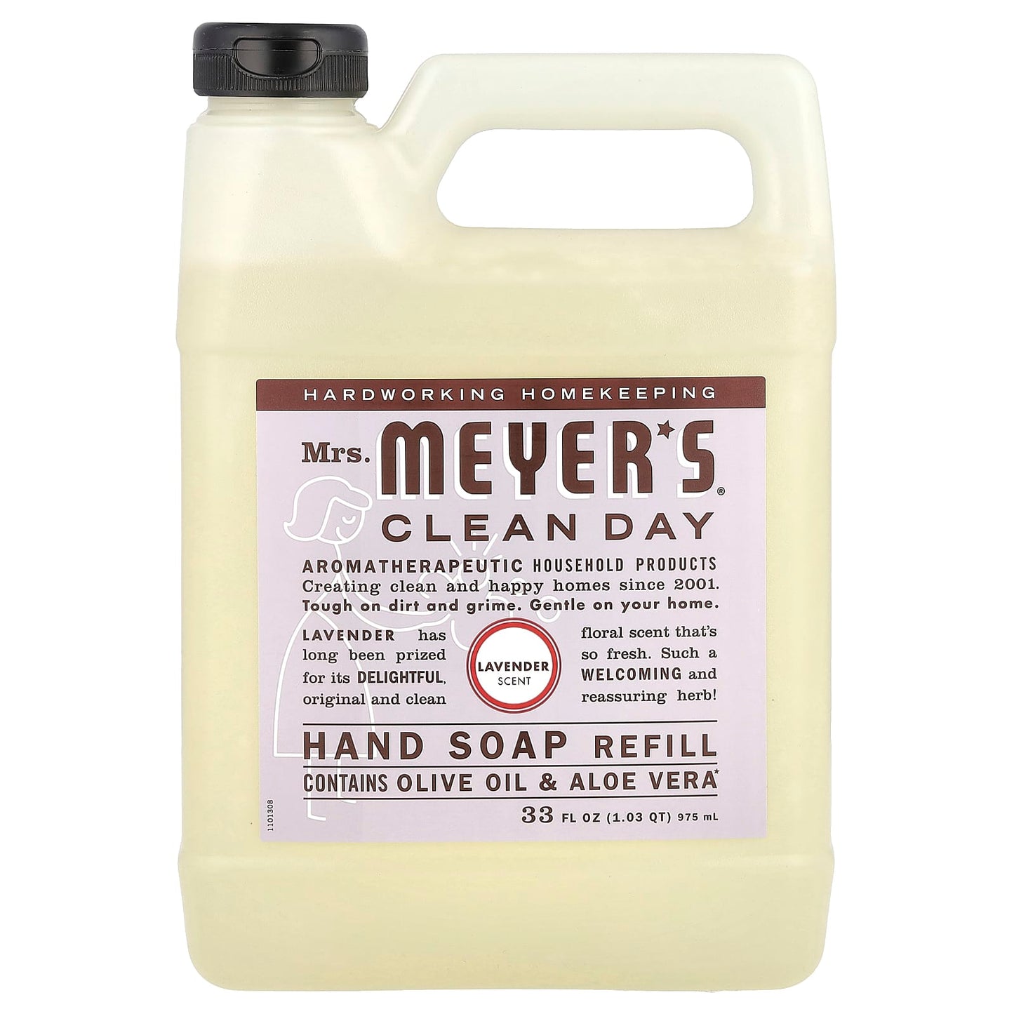 Mrs. Meyers Clean Day, Hand Soap Refill, Lavender, 33 fl oz (975 ml) - Image 1
