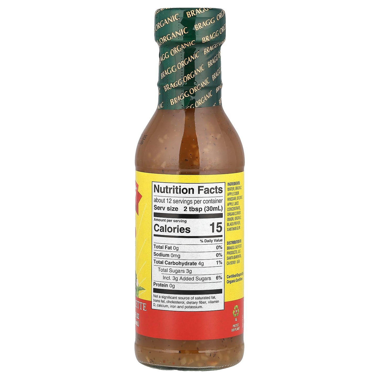 Organic Apple Cider Vinegar Dressing & Marinade by Bragg, 12 fl oz - Image 2