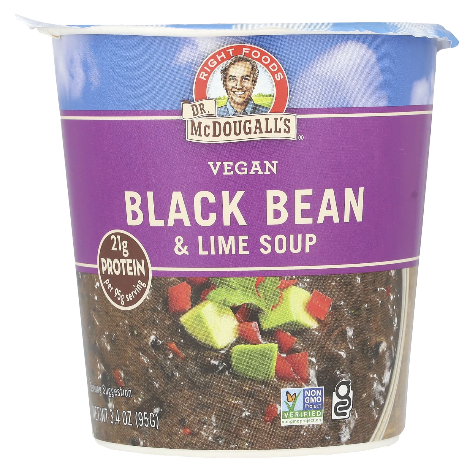 <span>Dr. McDougall's Vegan Black Bean & Lime Soup, 3.4 oz (95g)</span> - Image 1