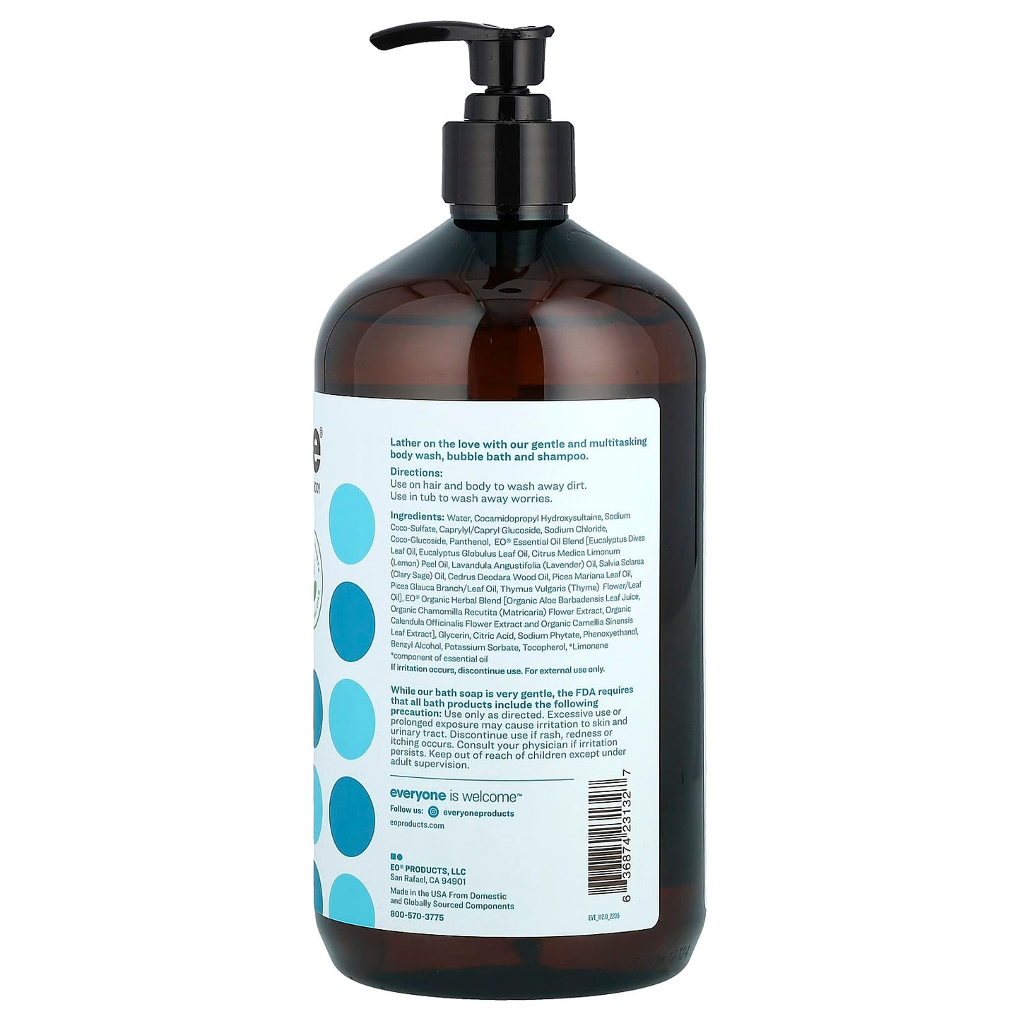 Everyone 3-in-1 Soap, Body Wash, Bubble Bath, Shampoo with Pacific Eucalyptus - Image 2