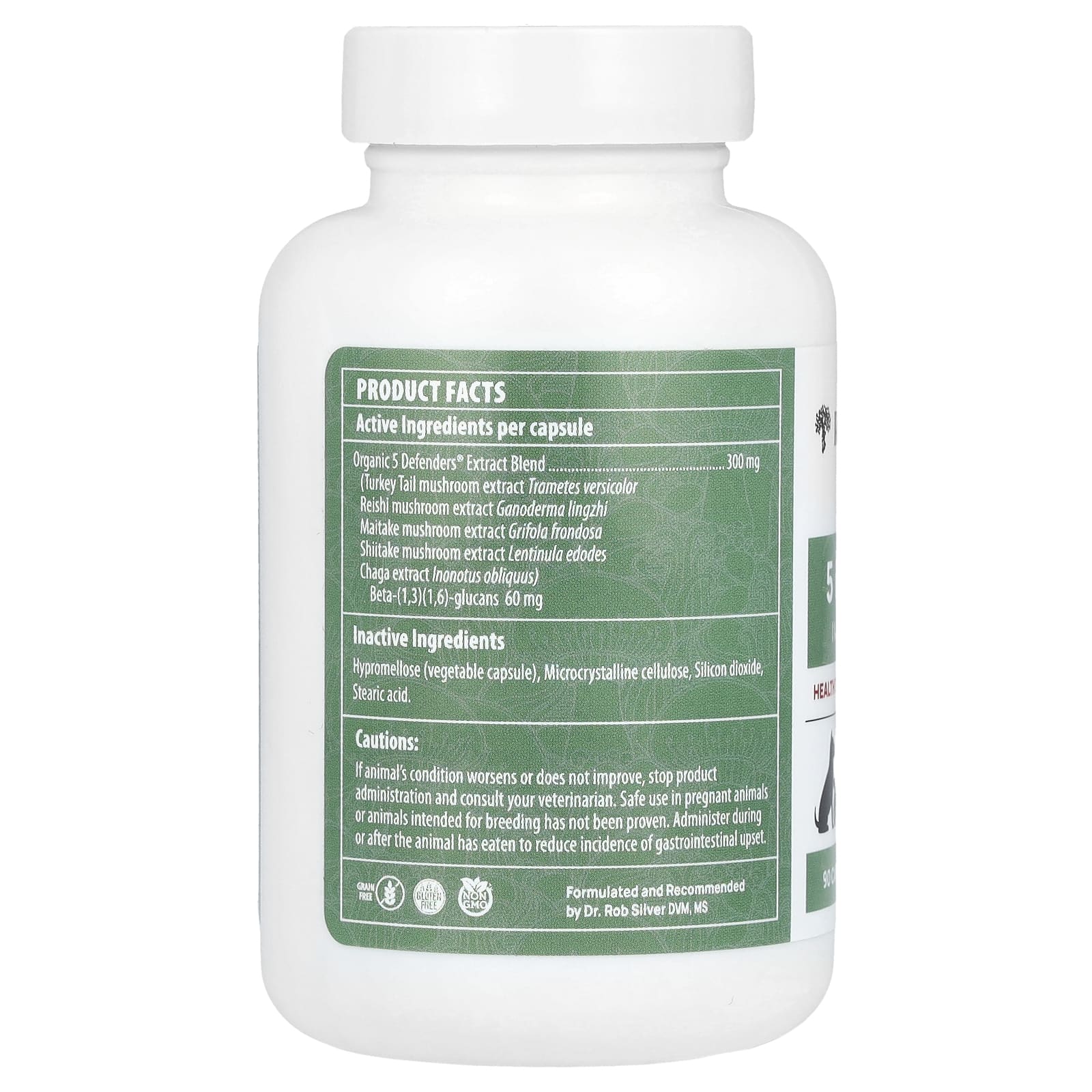 Real Mushrooms, 5 Defenders, For Dogs and Cats, 90 Capsules - Image 2