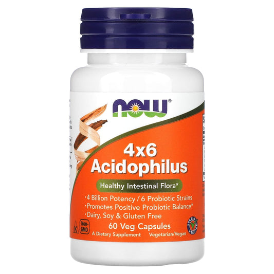 NOW Foods, 4x6 Acidophilus, 60 Veg Capsules - Image 1