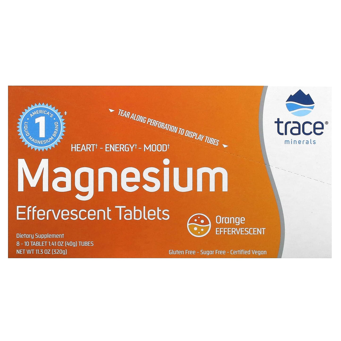 Trace, Magnesium Effervescent Tablets, Orange, 8 Tubes, 10 Tablets Each - Image 1