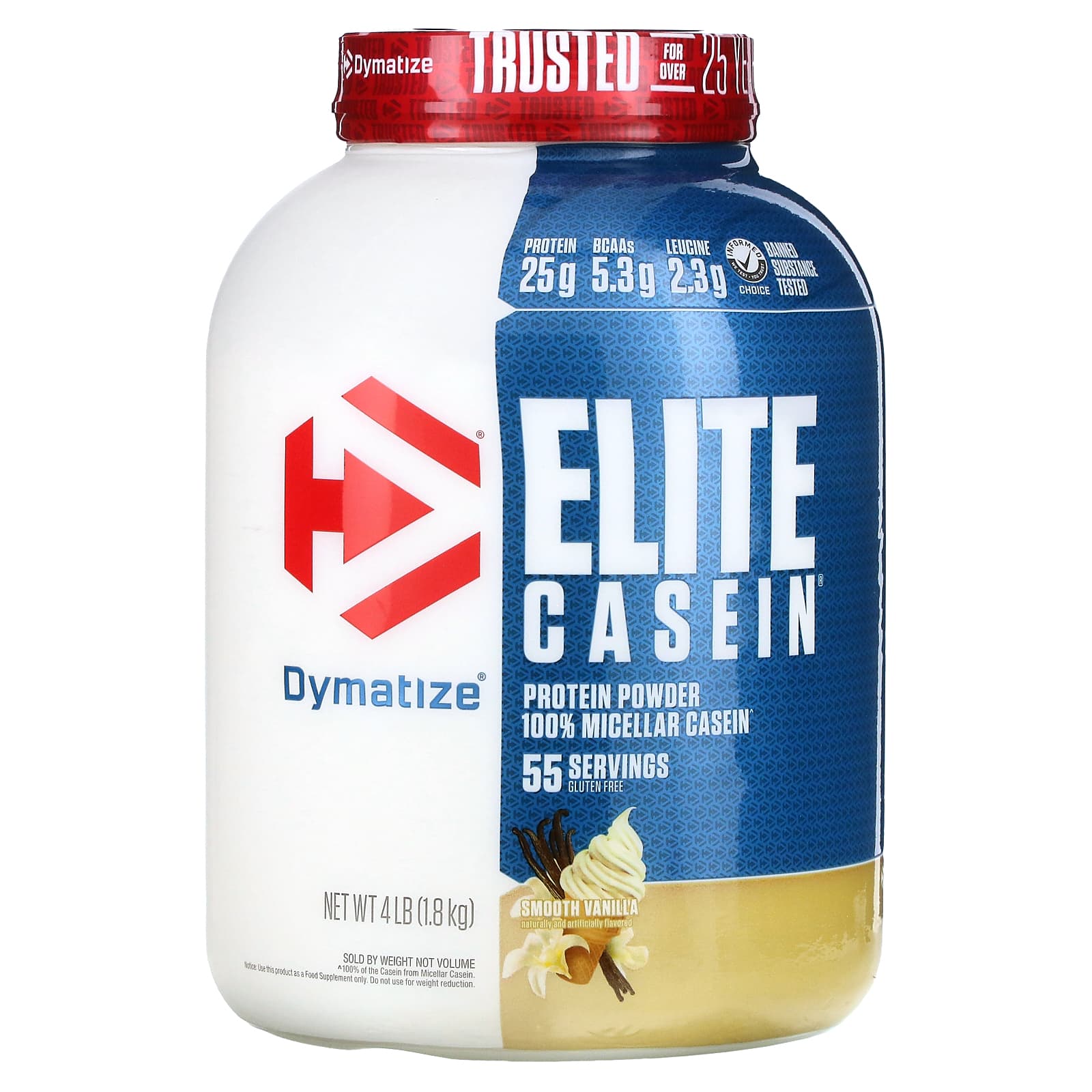 Dymatize Elite Casein Smooth Vanilla 4lb - Slow Release Protein - Image 1
