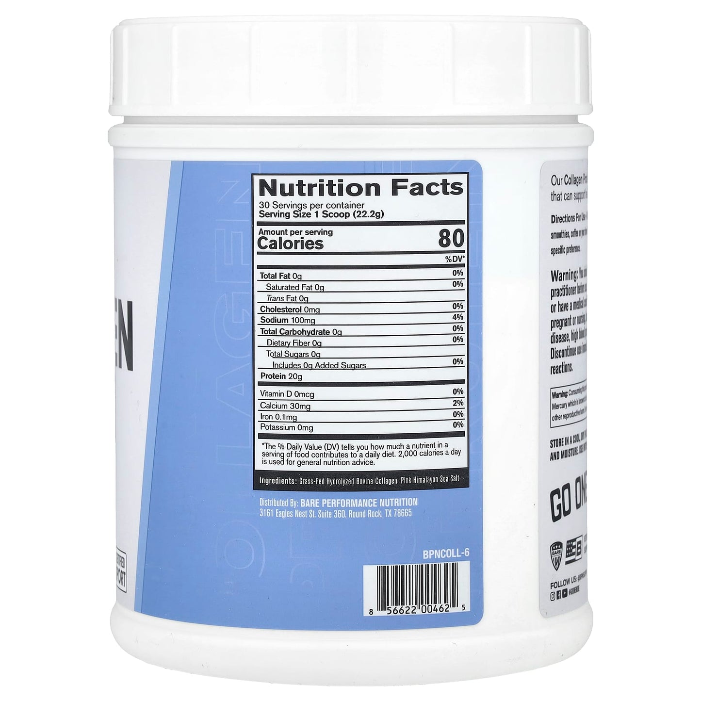 BPN Grass-Fed Collagen Protein Powder 1 lb 7.5 oz - Support Hair, Skin, Nails & Joints - Image 2
