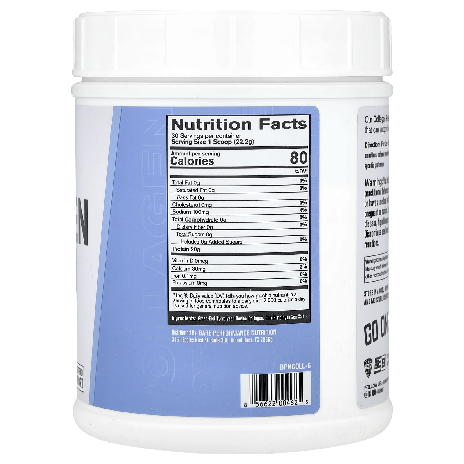 BPN Grass-Fed Collagen Protein Powder 1 lb 7.5 oz - Support Hair, Skin, Nails & Joints - Image 2