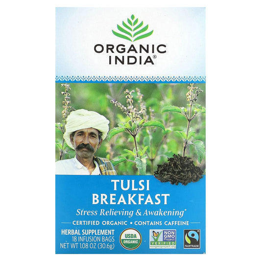 Organic India, Tulsi Tea, Breakfast, 18 Infusion Bags, 1.08 oz (30.6 g) - Image 1