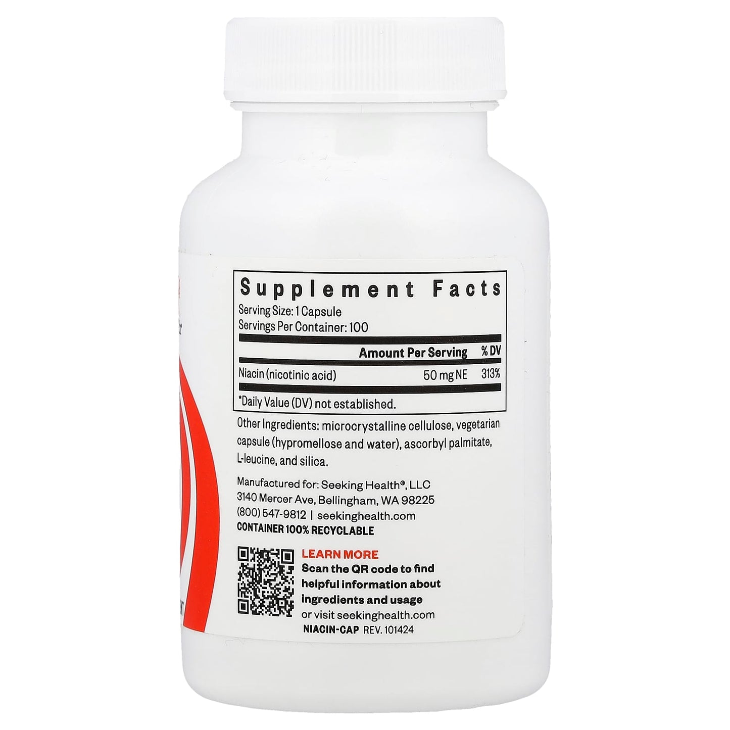 Seeking Health, Niacin, 50 mg NE, 100 Capsules - Image 2