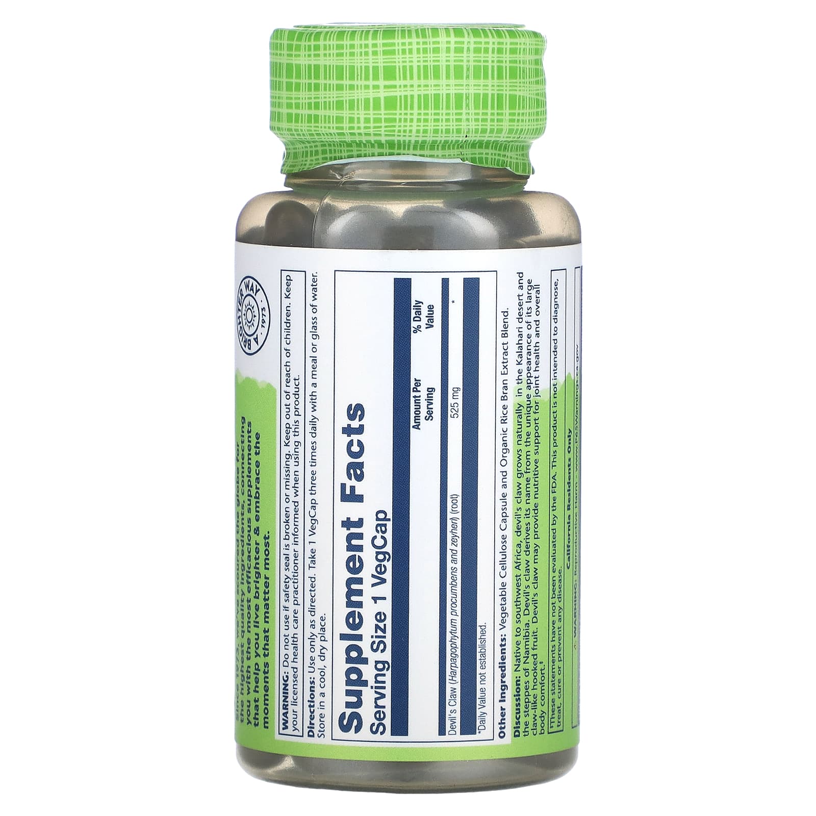 Solaray, Devil's Claw, 525 mg, 100 VegCaps - Image 2