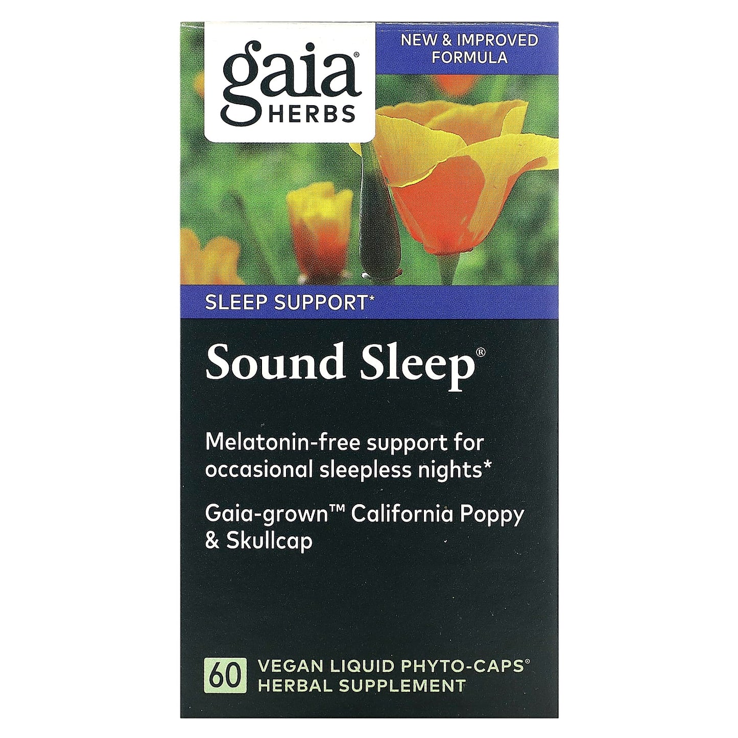 Gaia Herbs Sound Sleep Melatonin-Free Vegan Liquid Capsules 60-Count - Image 1