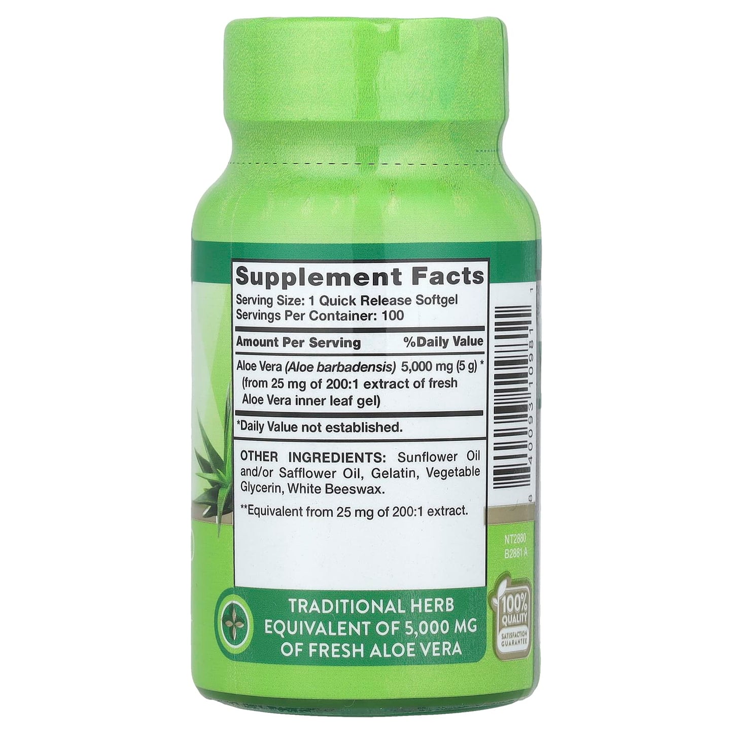 Nature's Truth, Aloe Vera, 5,000 mg, 100 Quick Release Softgels - Image 2