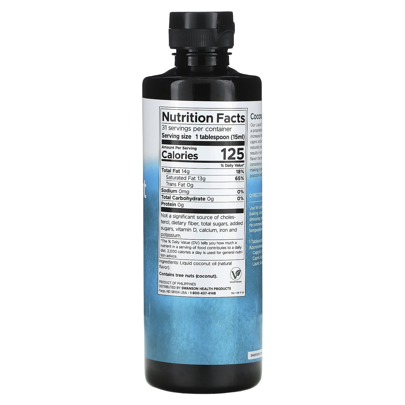 Swanson, Coconut Oil Liquid, 16 fl oz (473 ml) - Image 2