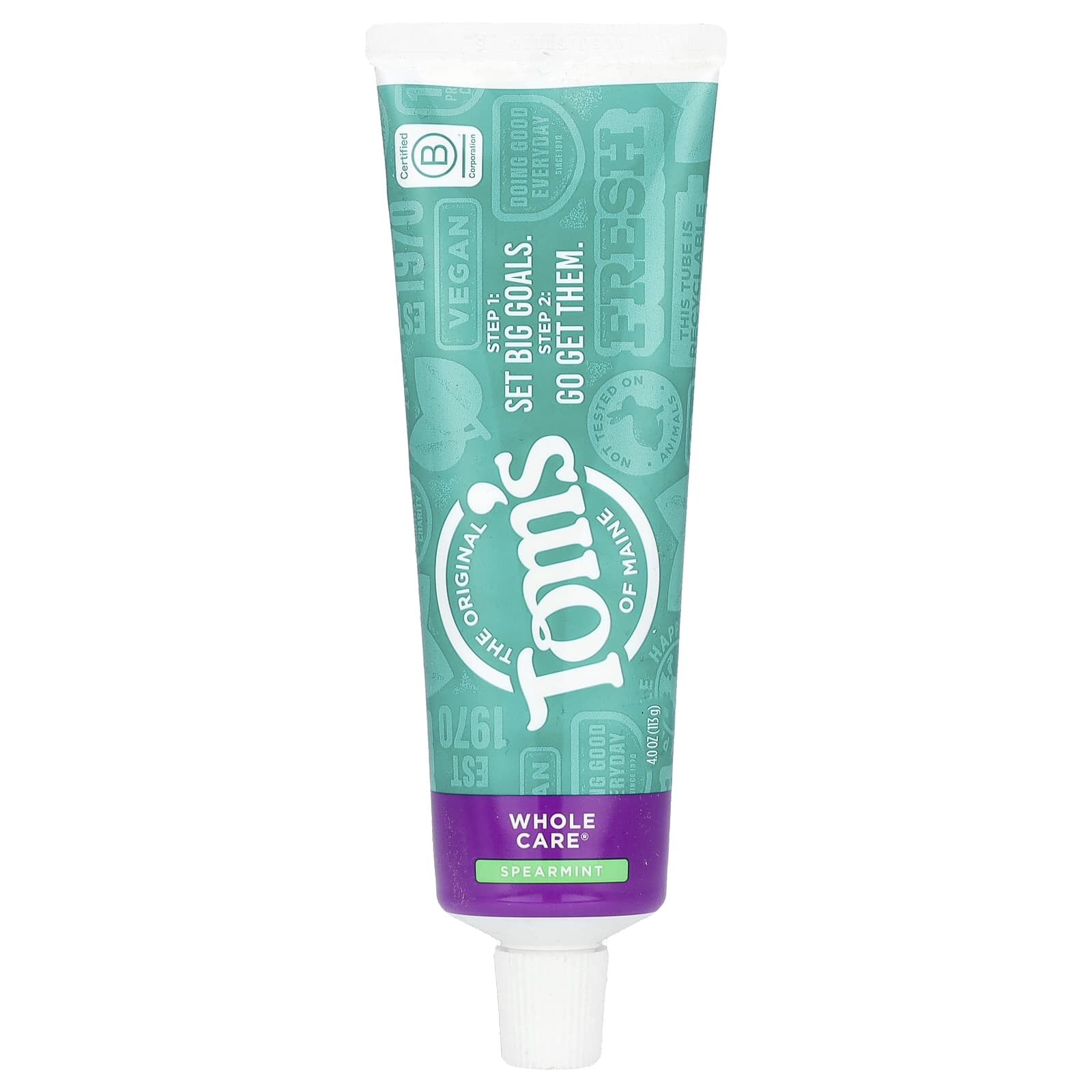 Tom's of Maine, Whole Care®, Natural Anticavity Toothpaste with Fluoride, Spearmint, 4 oz (113 g) - Image 1