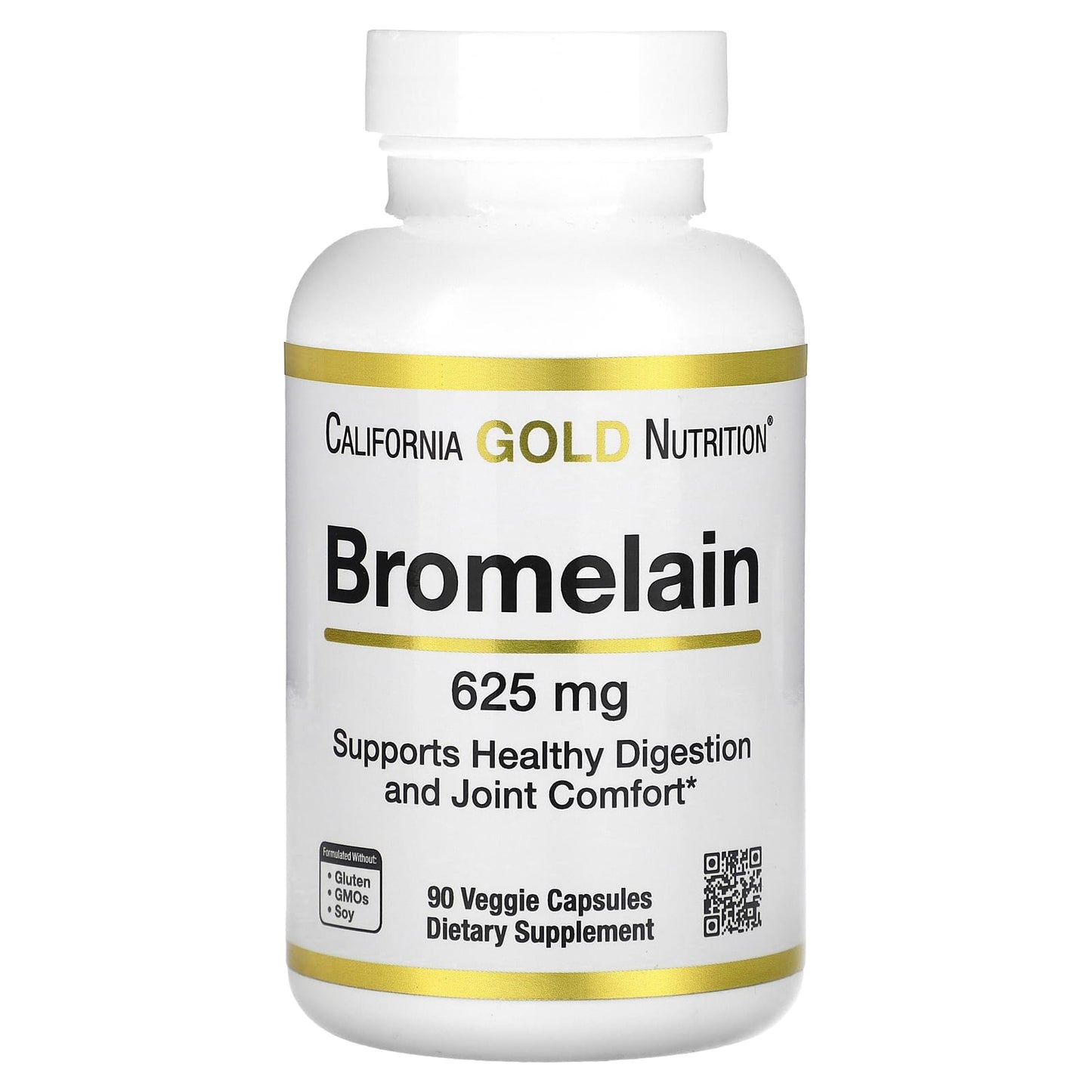 California Gold Nutrition, Bromelain, 625mg, 90 Veggie Capsules - Digestive Enzyme Supplement - Image 1