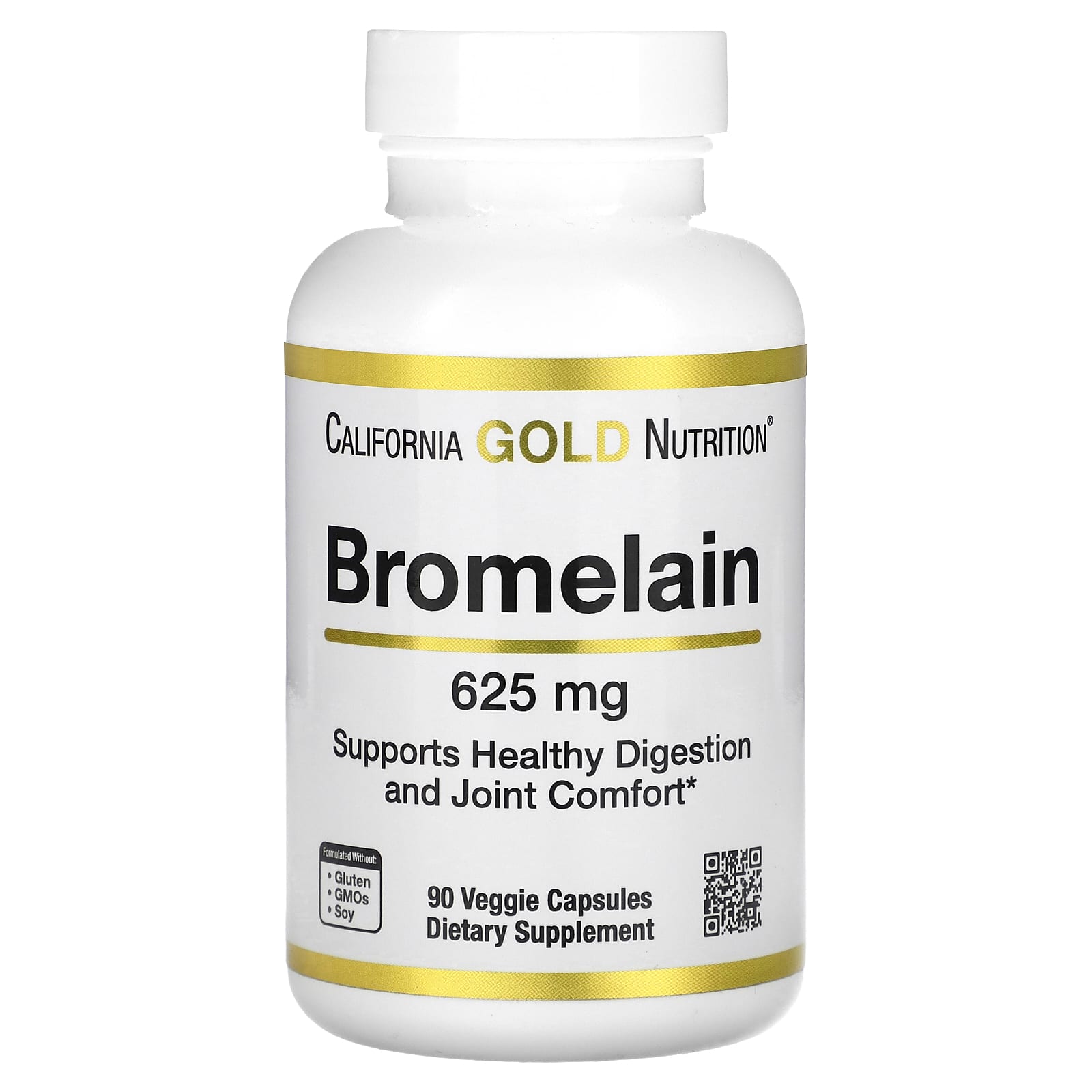 California Gold Nutrition, Bromelain, 625mg, 90 Veggie Capsules - Digestive Enzyme Supplement - Image 1