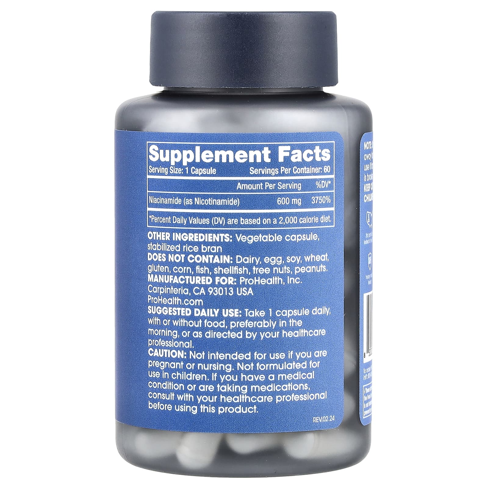 ProHealth Longevity, Niacinamide, 600 mg, 60 Capsules - Image 2