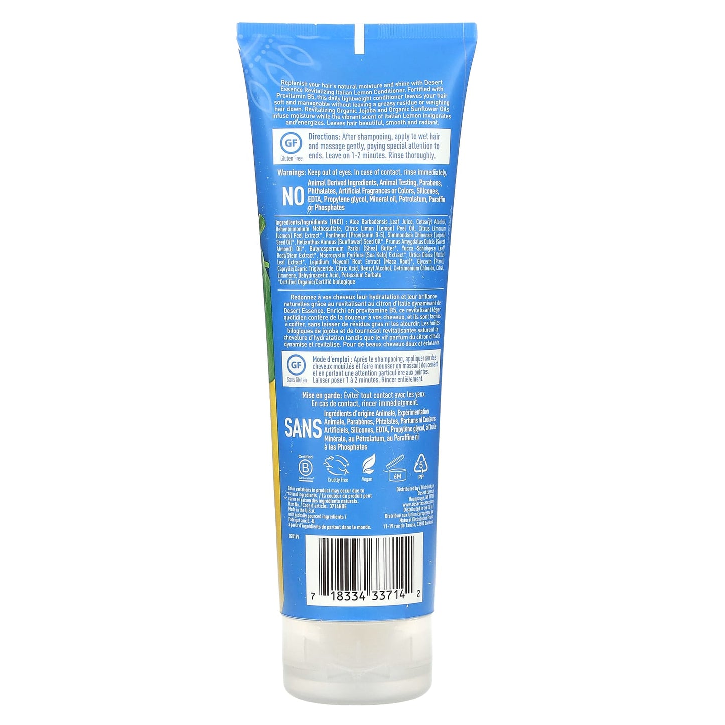 Desert Essence Italian Lemon Conditioner, 8 fl oz, Gluten Free, Vegan, Cruelty Free - Image 2