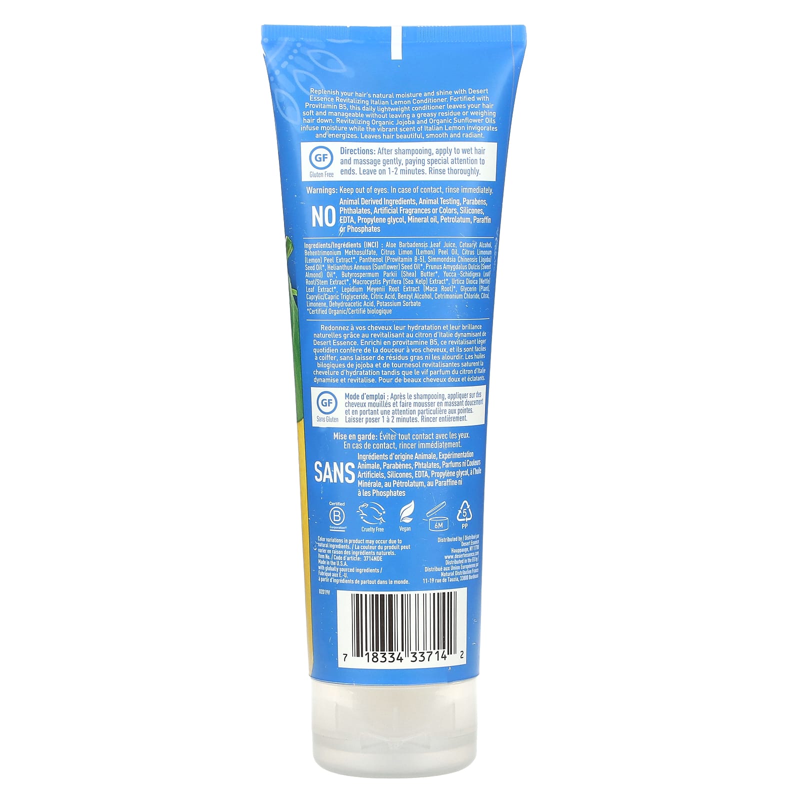 Desert Essence Italian Lemon Conditioner, 8 fl oz, Gluten Free, Vegan, Cruelty Free - Image 2