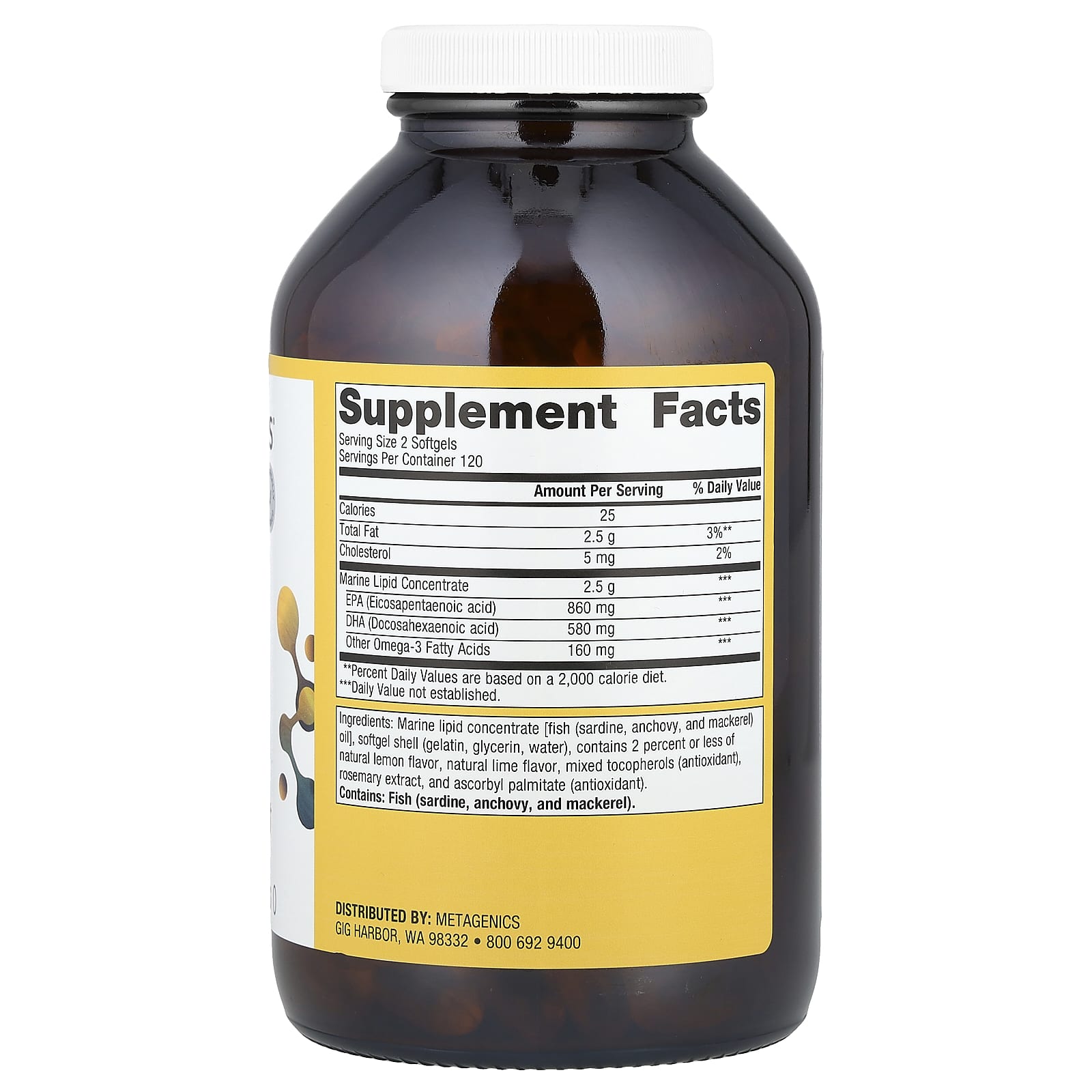 Metagenics, OmegaGenics®, Fish Oil EPA-DHA, Natural Lemon-Lime, 720 mg, 240 Softgels - Image 2